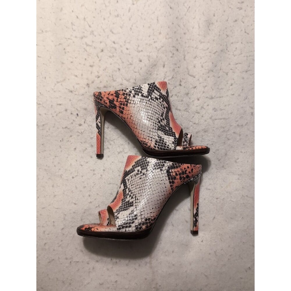 Luichiny Rev It Up Orange Snake Leather Heel Slip On Toe Strap Sandals Size 7